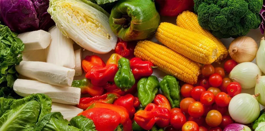 Carrots, corn, tomatoes, broccoli and other vegetables