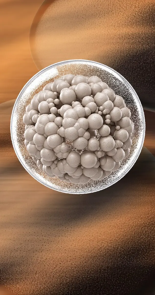 Ultrasonic microencapsulation: a microscopic illustration of nutrient particles wrapped in a protective layer