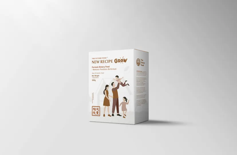 New Recipe Grow box, illustrated with a family supporting a child as they grow